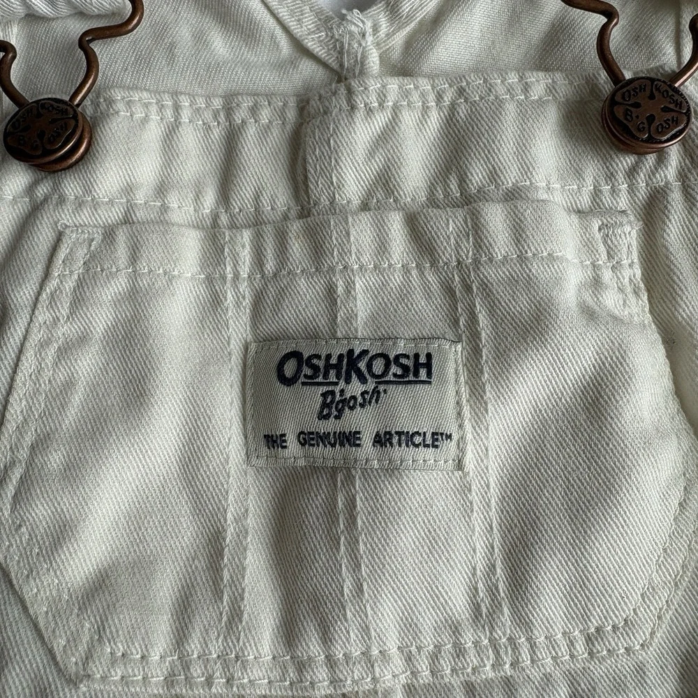 OshKosh Bgosh Kids Off White Denim Tulle Polka Dot Overall Dress Cottagecore